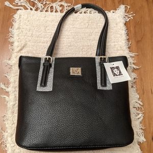 Anne Klein Perfect Small Tote Black Leather NWT